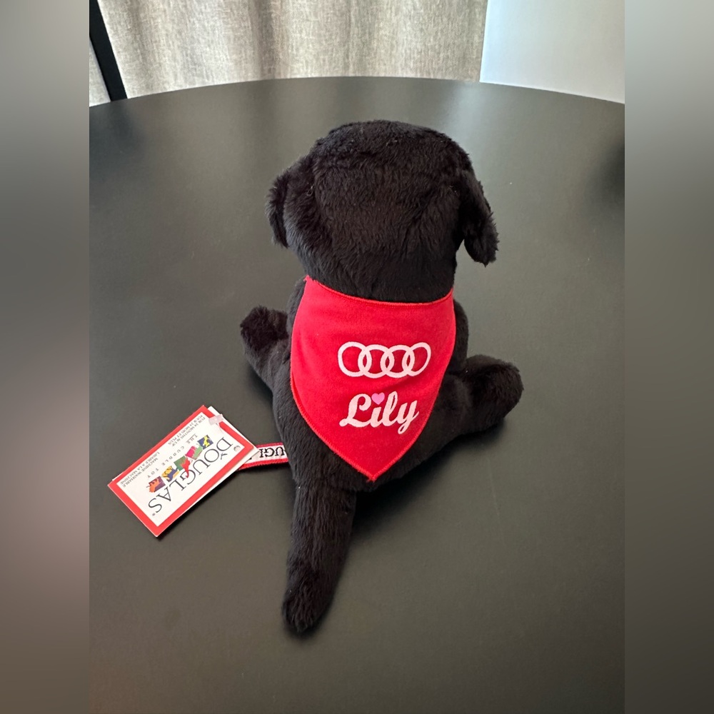 AUDI Lily Black Plush Dog with Red Bandana